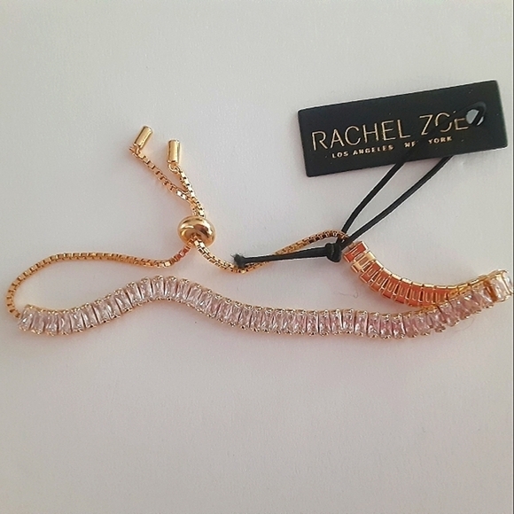 Rachel Zoe Cubic Zirconia Tennis Slider Bracelet New - Picture 2 of 3